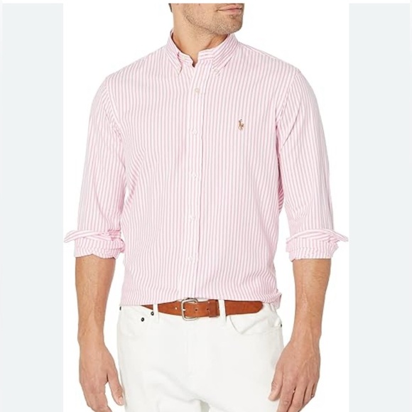 🌹Ralph Lauren Men's Pink Striped Shirt - Picture 1 of 5